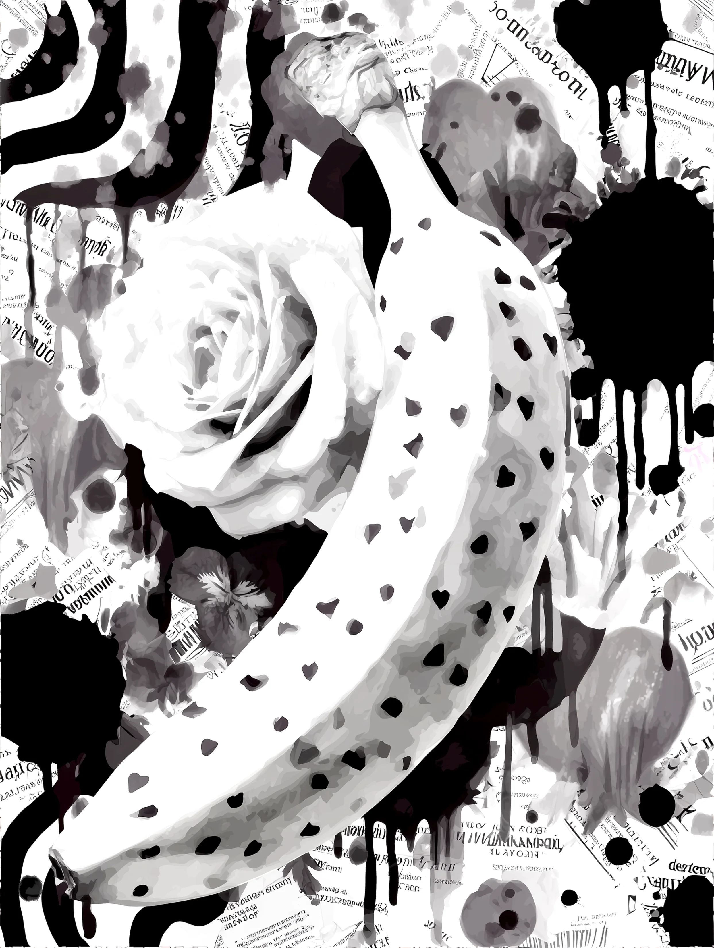 Free printable banana coloring page for adults featuring small hearts banana